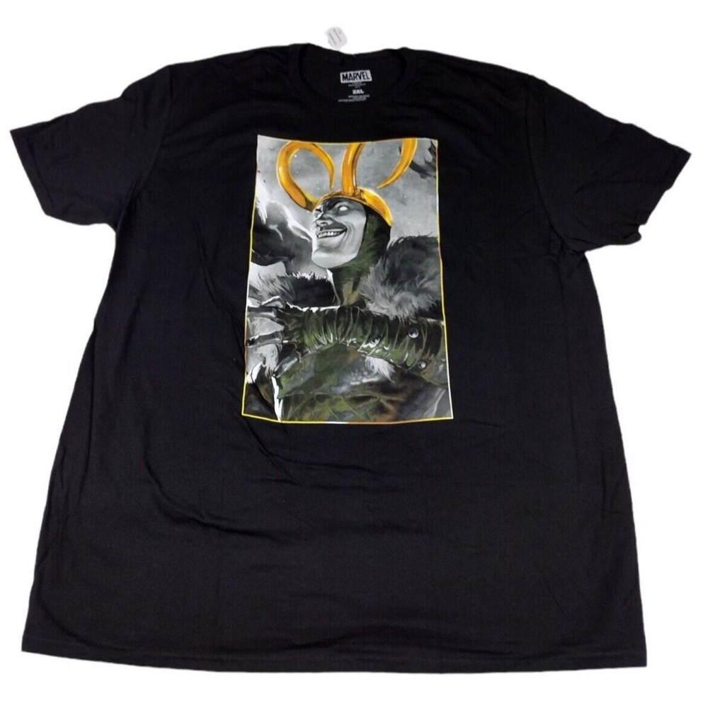 Marvel Loki Mens Size XXL Graphic Shirt Black Cotton Short Sleeve Crew Neck  NEW